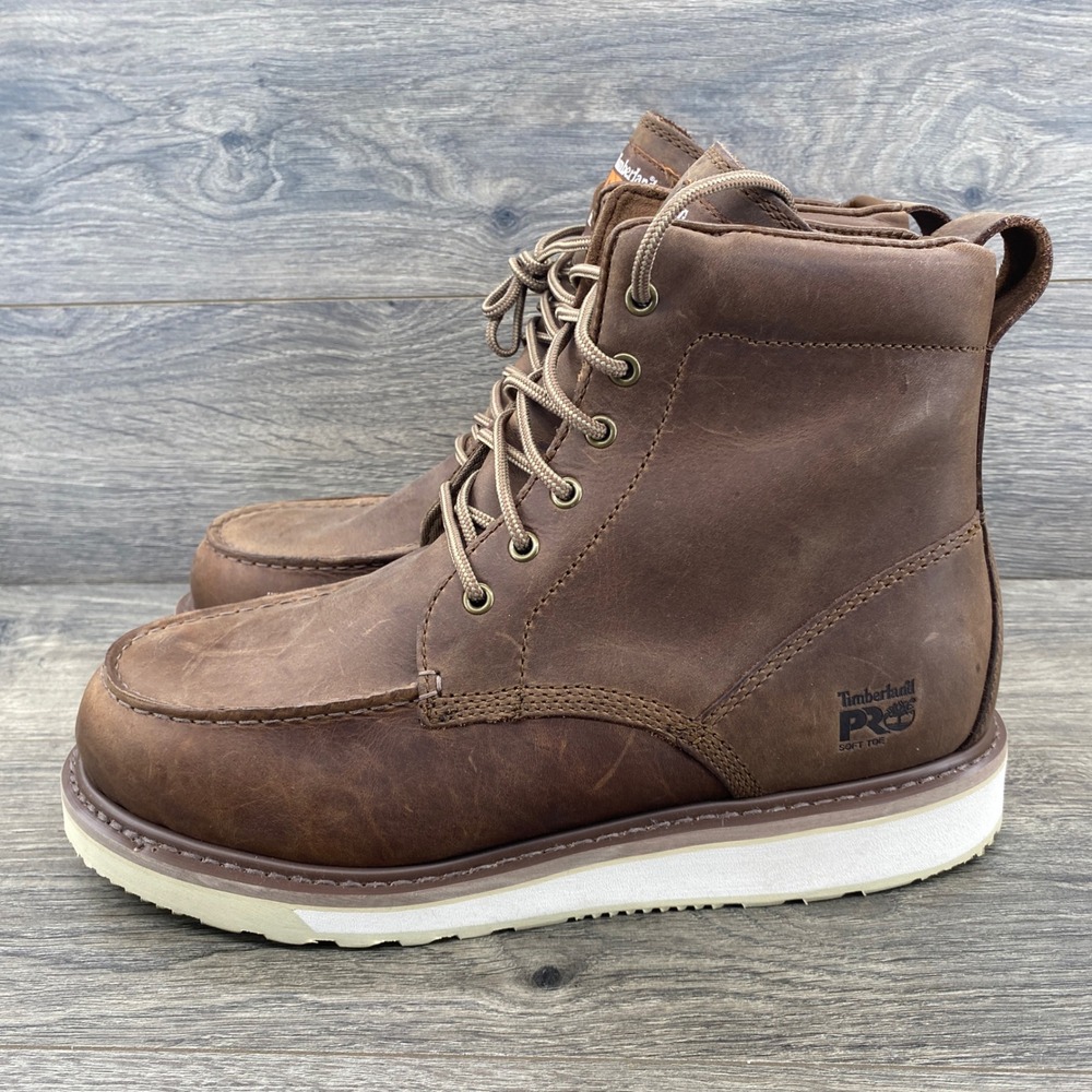 Timberland PRO Gridworks Work Boots Mens 11.5M Brown Leather Moc Toe A5SXH